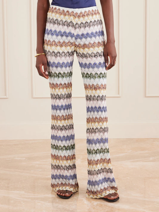 Embellished Crochet-knit Flared Pants