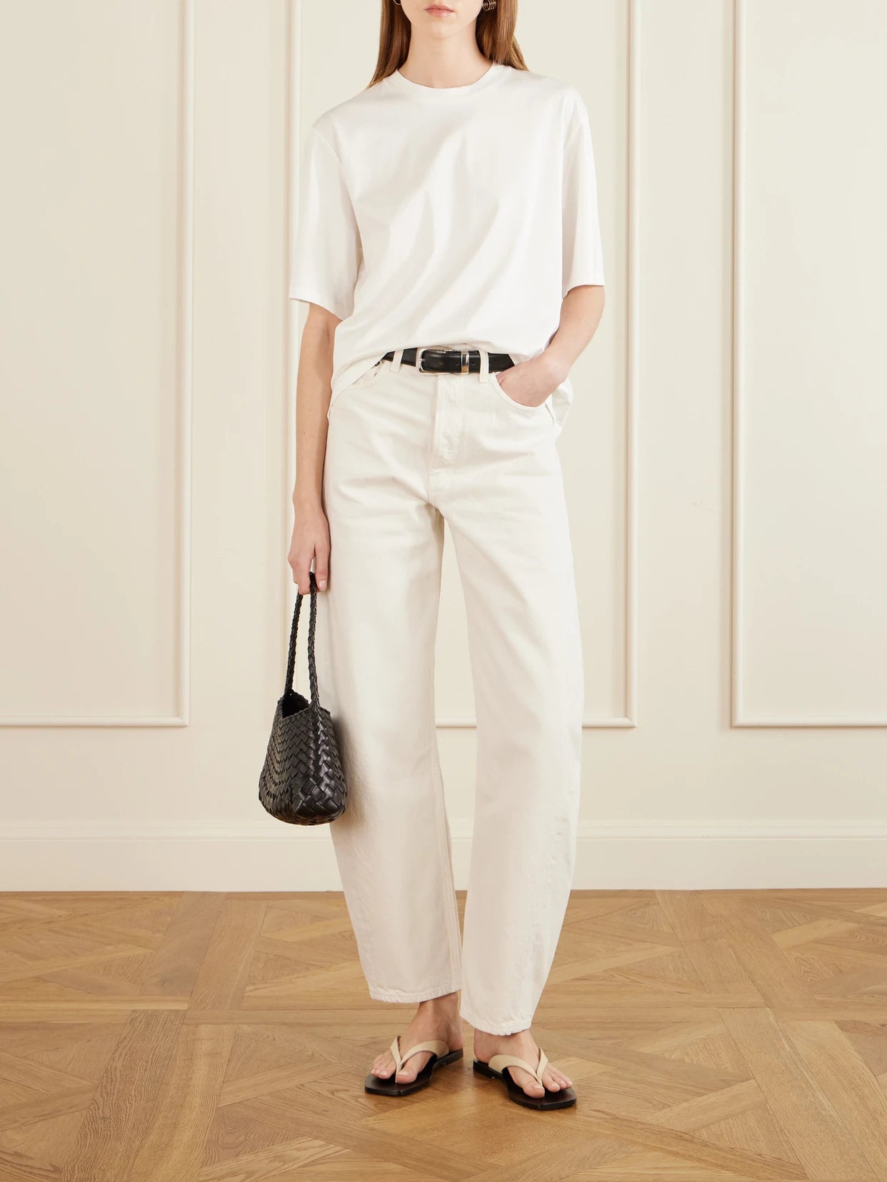 Image of Jeans. Product name - Luna Pieced High-waist Tapered Jeans in White colour by brand - AGOLDE