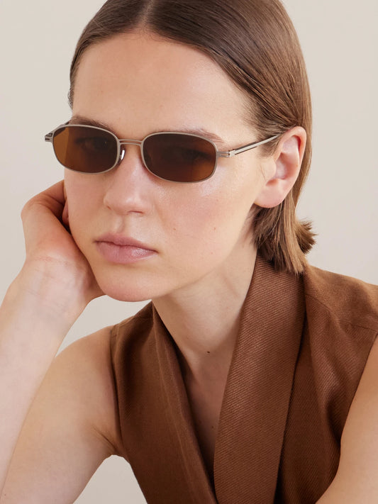 Image of Sunglasses. Product name - Square-frame Silver-tone And Acetate Sunglasses in Multi colour by brand - Brunello Cucinelli