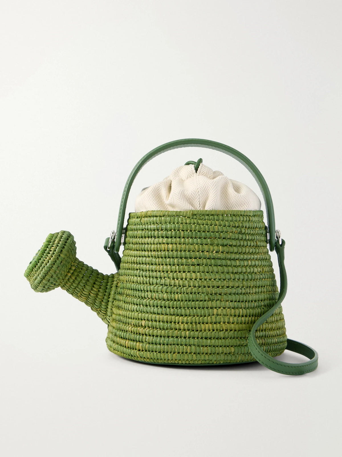 + Paula's Ibiza Watering Can Leather-trimmed Raffia Shoulder Bag