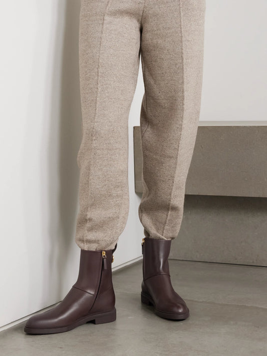 Loro Piana Kilda Paneled Leather Ankle Boots