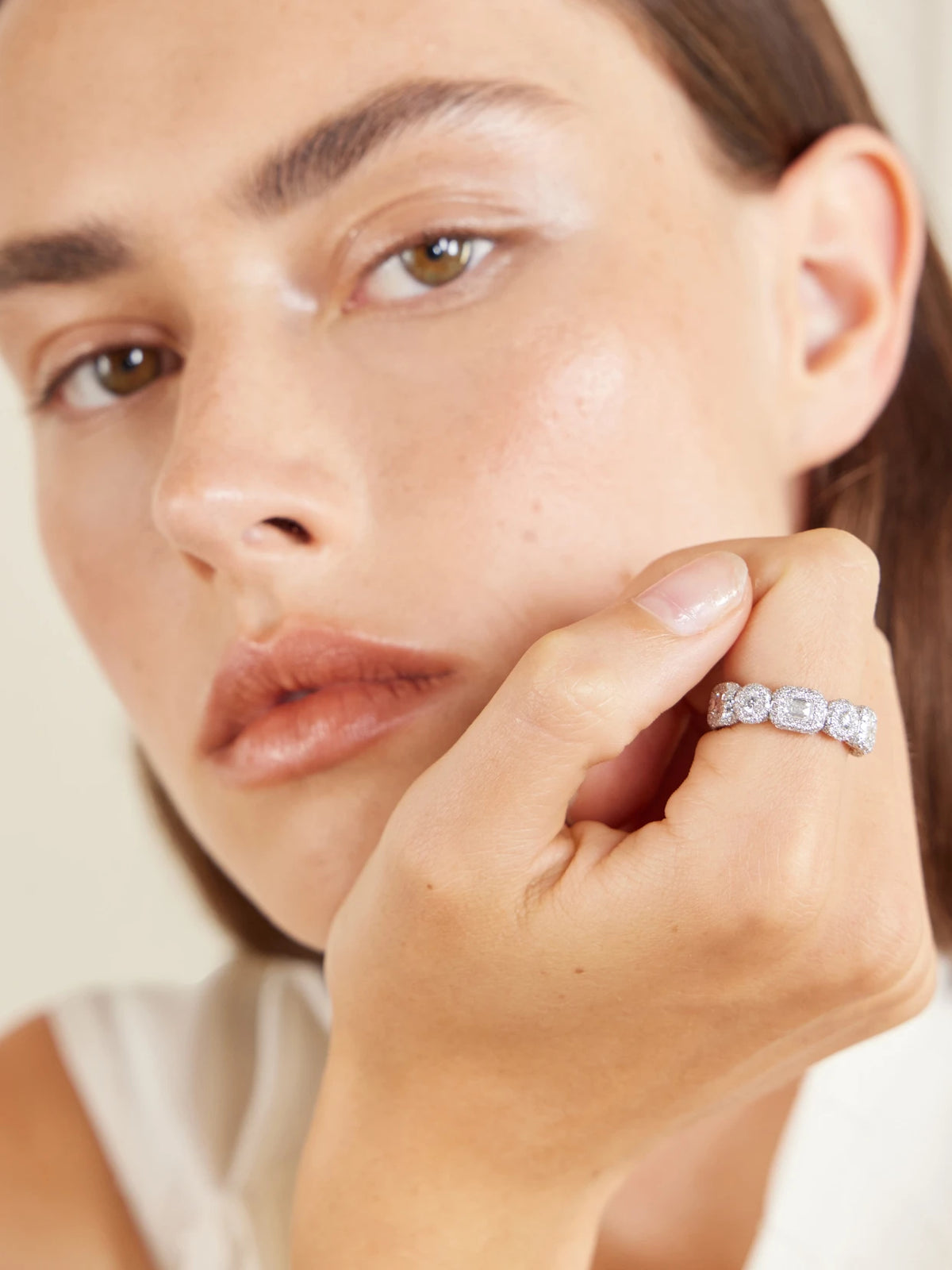 Image of Rings. Product name - Eternity 18-karat White Gold Diamond Ring in Multi colour by brand - David Morris