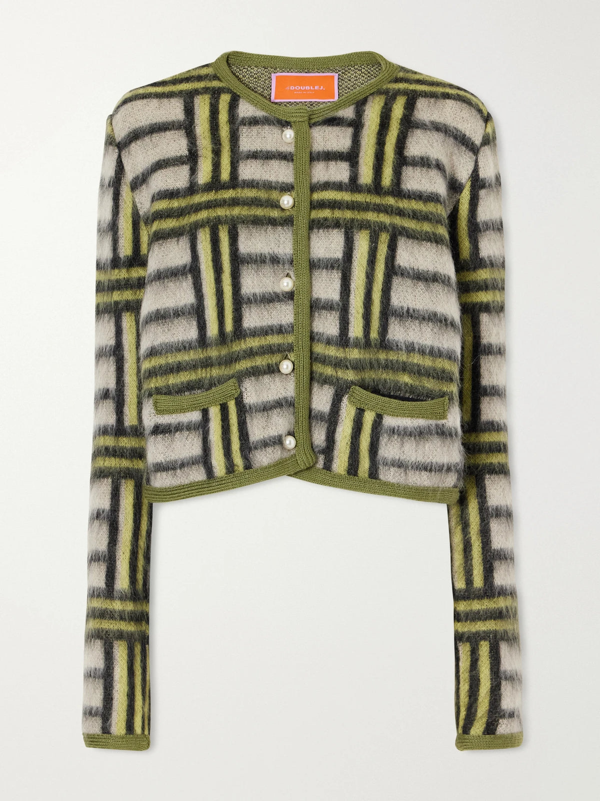 La DoubleJ Check Wool-blend Cardigan