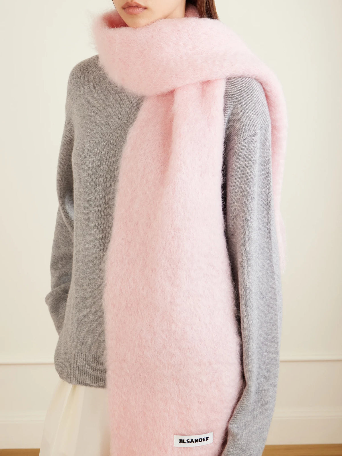 Fringed Mohair And Wool-bend Scarf