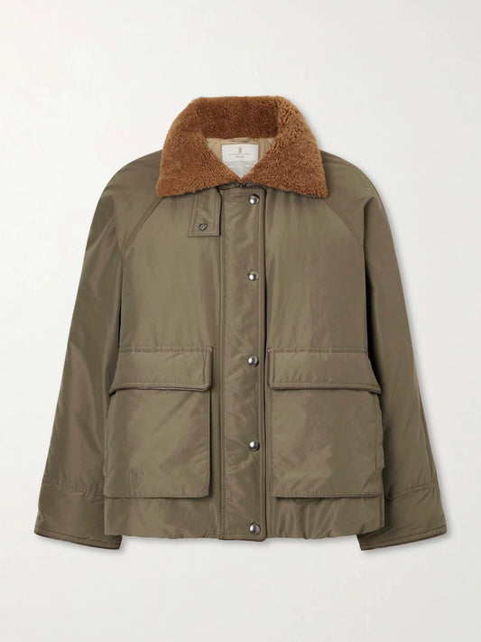 Brunello Cucinelli Shearling-trimmed Padded Cotton-blend Down Jacket