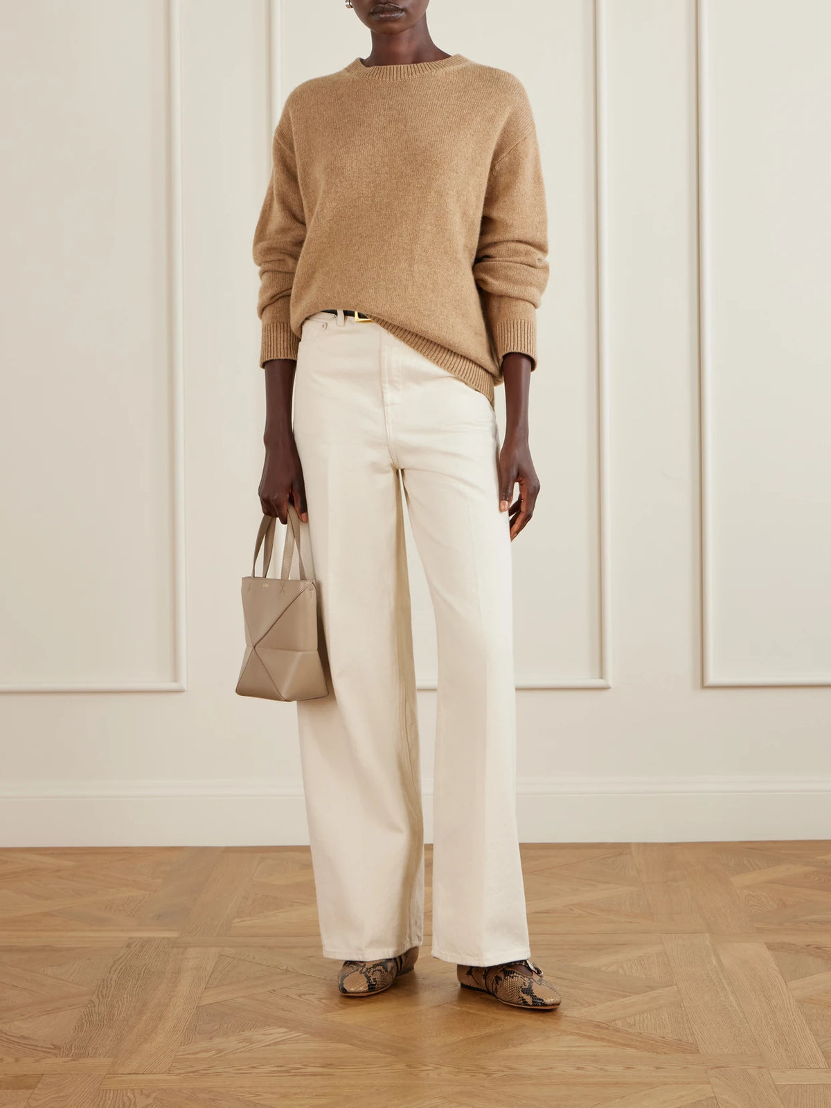 Image of Flats. Product name - Claudia Snake-effect Leather Ballet Flats in Snake print colour by brand - Le Monde Béryl