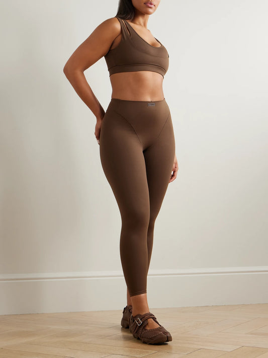 Image of Bras. Product name - + Nike Double Strap Scoop Bra - Dark Sepia in Brown colour by brand - SKIMS