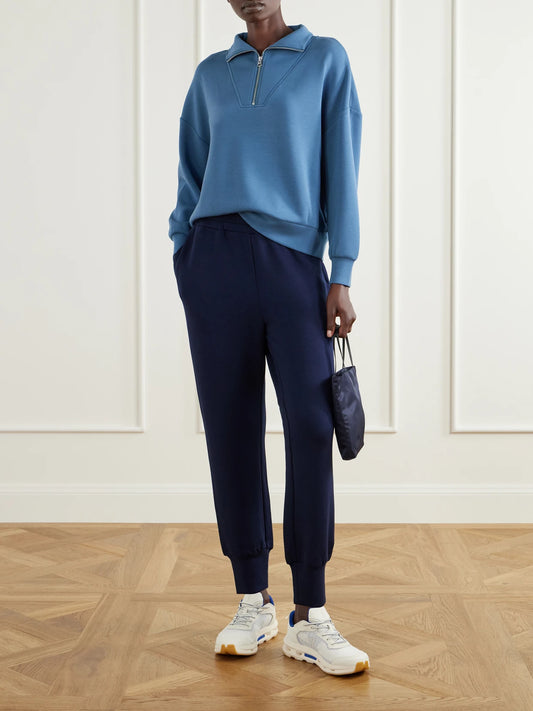 Image of Activewear. Product name - The Slim Cuff Doublesoft Tapered Track Pants in Navy colour by brand - Varley