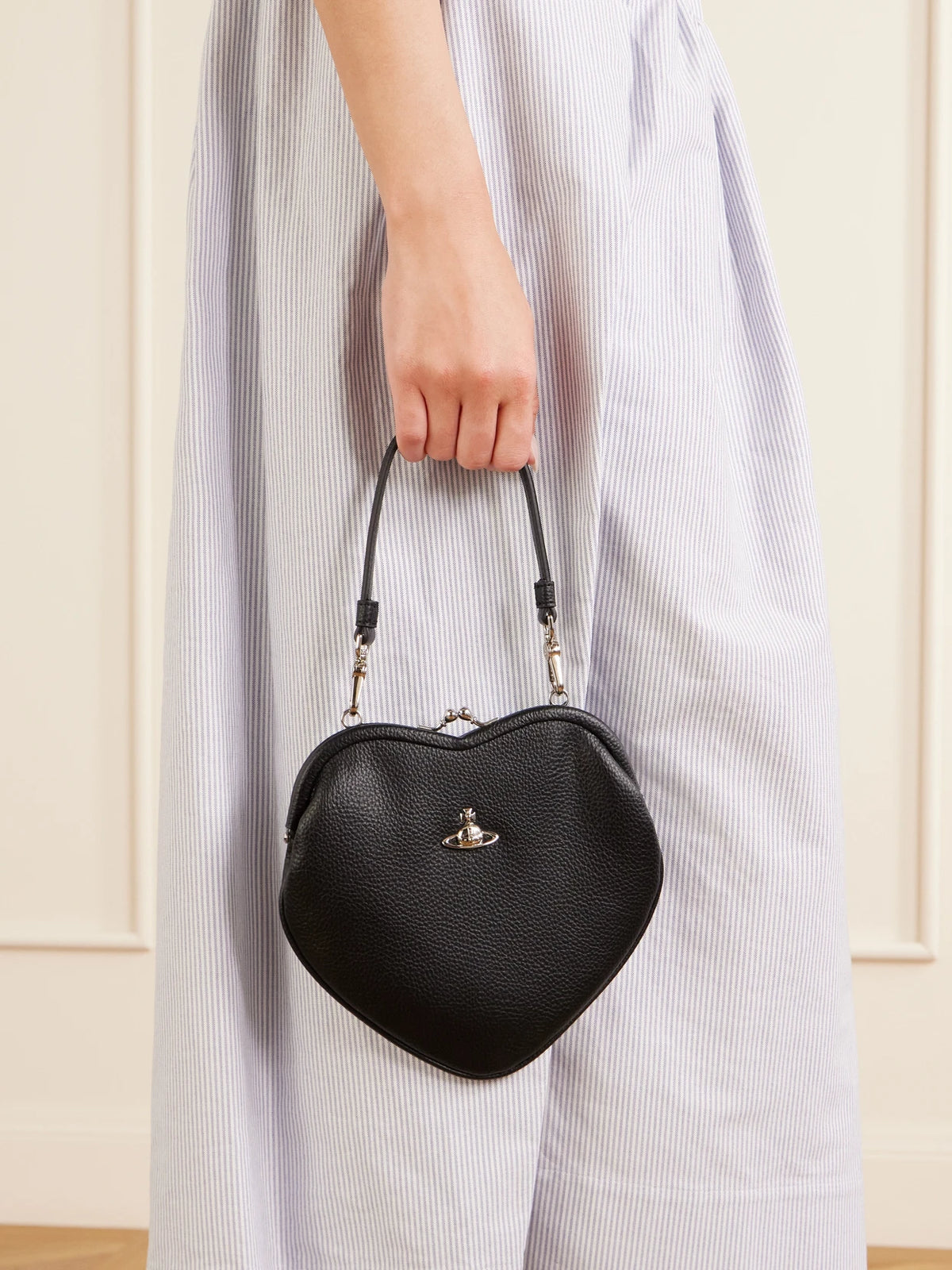 Image of Bags. Product name - Belle Heart Logo-appliquéd Leather-effect Shoulder Bag in Black colour by brand - Vivienne Westwood
