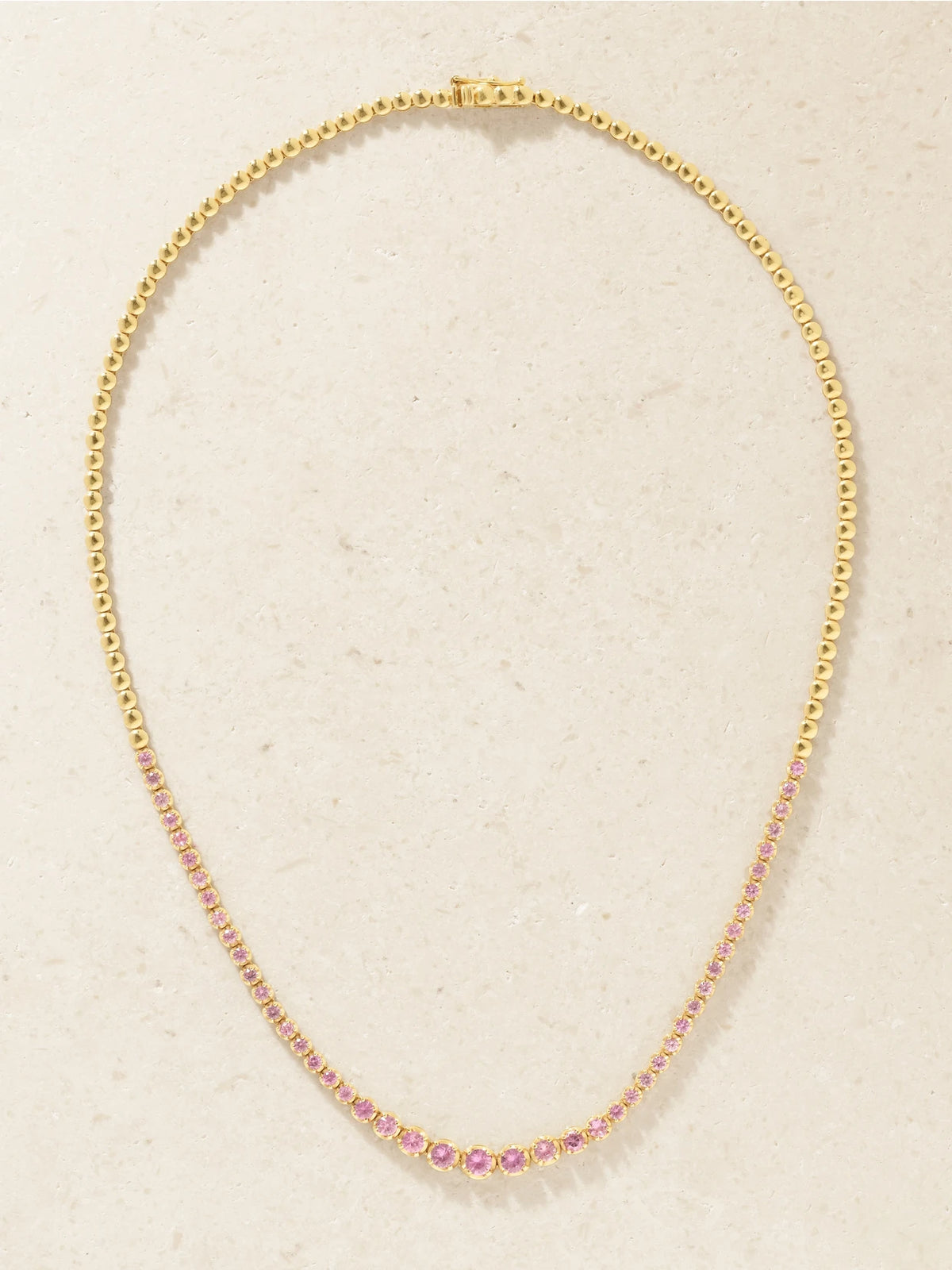 Jennifer Meyer Small 18-karat Gold Pink Sapphire Tennis Necklace
