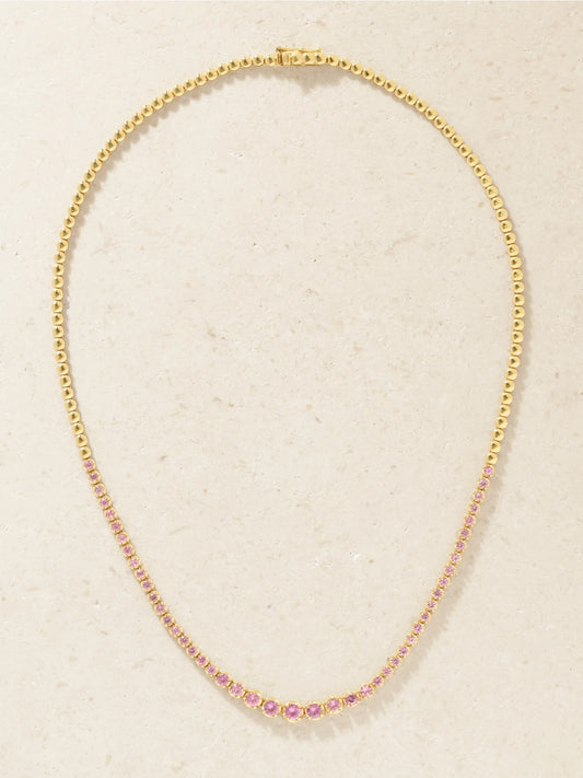 Jennifer Meyer Small 18-karat Gold Pink Sapphire Tennis Necklace