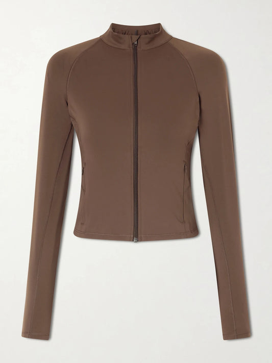 Image of Coats & Jackets. Product name - + Nike Tech-jersey Jacket in Brown colour by brand - SKIMS