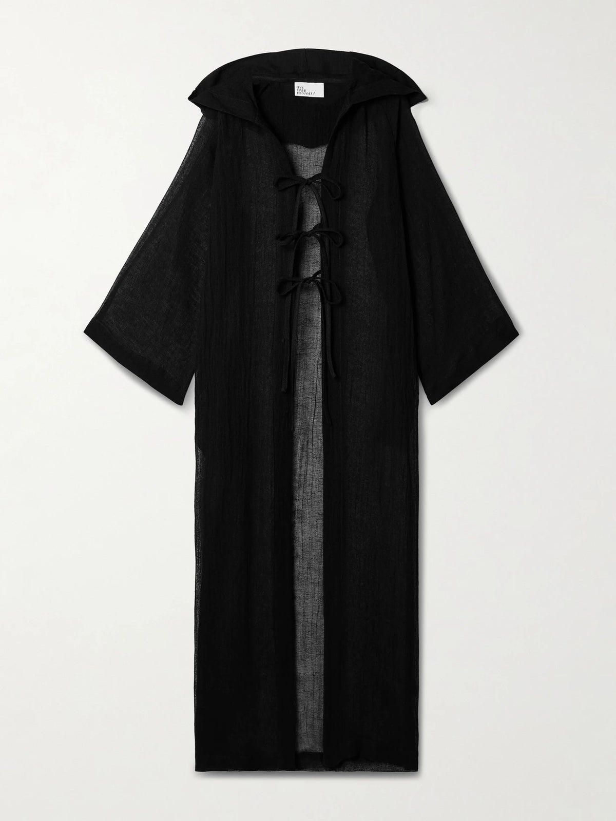 Hooded Crinkled Linen-blend Gauze Kaftan