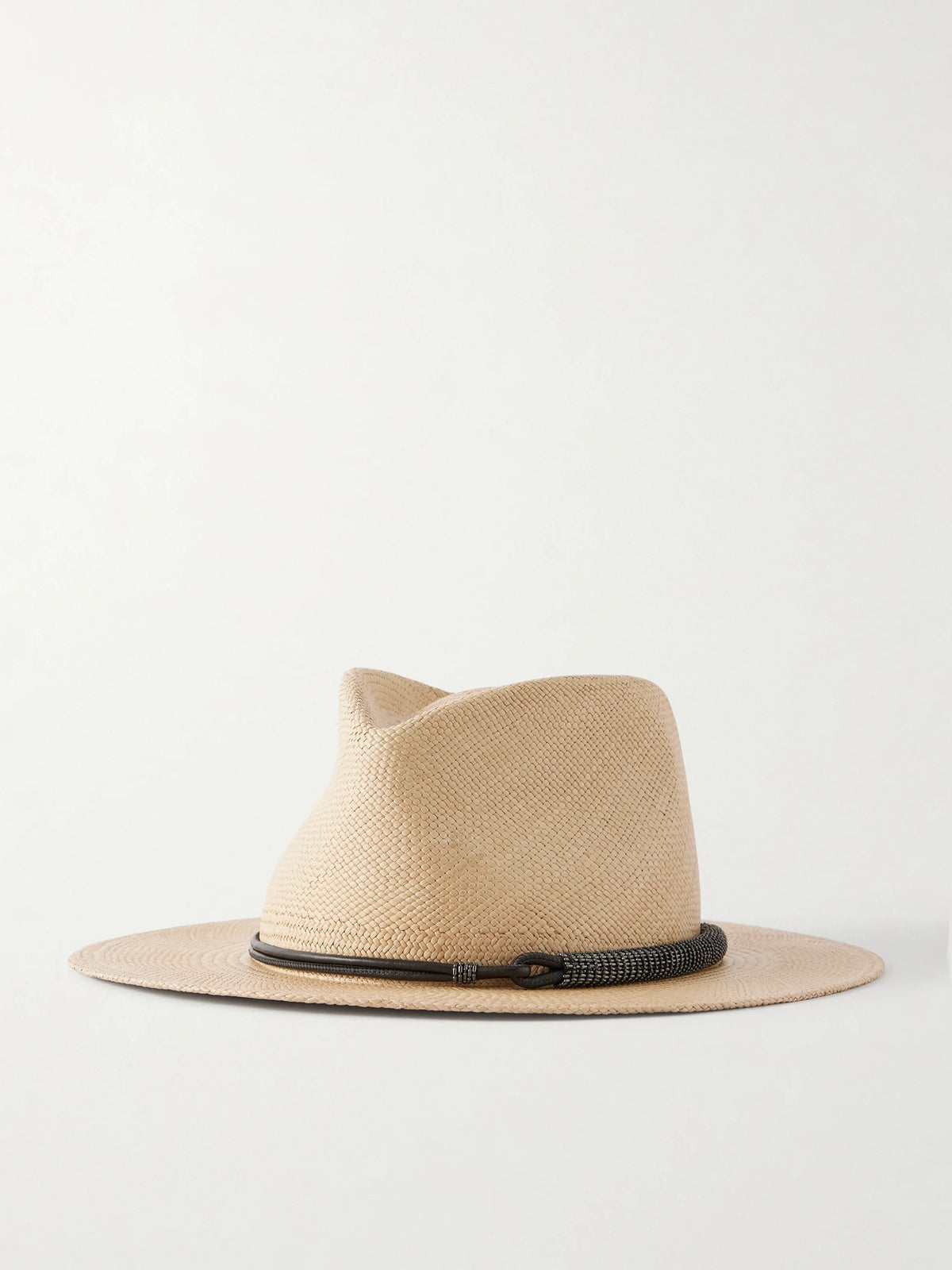 Embellished Ribbon-trimmed Straw Hat