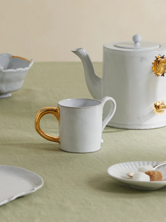 Image of Tableware. Product name - + Sacai Gold-plated Ceramic Coffee Cup in White colour by brand - Astier De Villatte