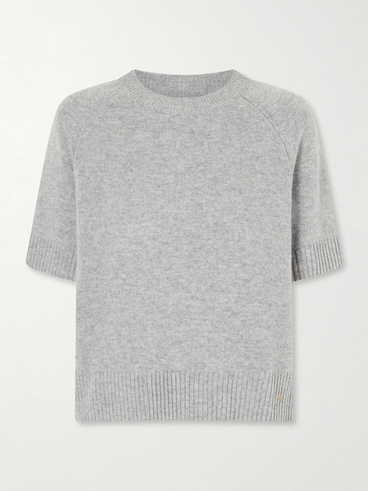 Image of a model wearing Outerwear. Product name - Jackson Logo-embellished Cashmere Sweater in Gray colour by brand - Anine Bing