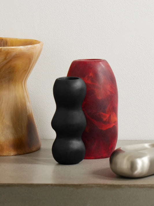 Image of Decor. Product name - Mountain Small Resin Vase in Black colour by brand - Dinosaur Designs