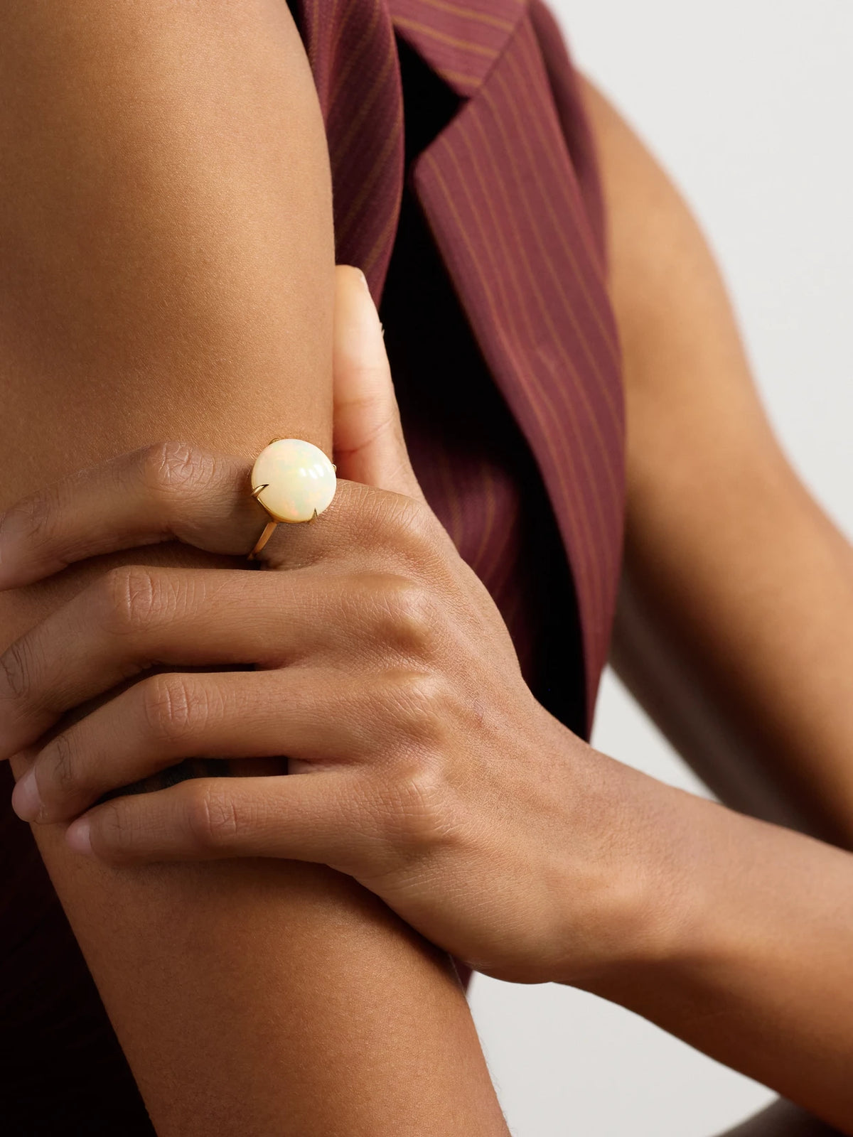 Image of Rings. Product name - Jumbo Gold Opal Ring in White colour by brand - JIA JIA