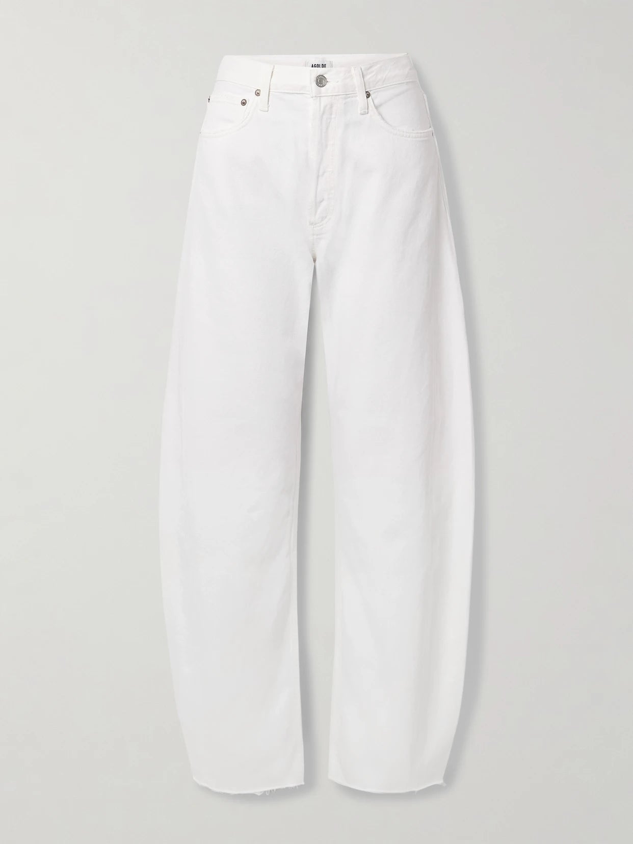 Luna Frayed High-rise Barrel-leg Jeans