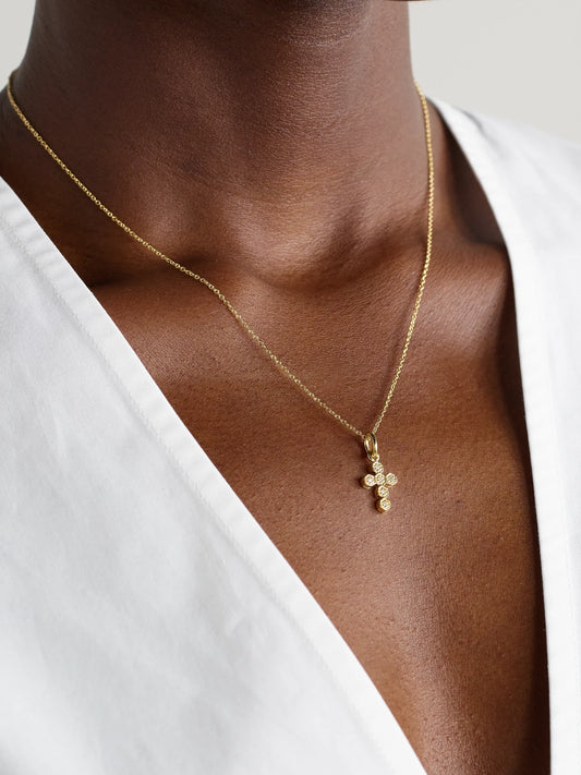 Image of Necklaces. Product name - Mini 18-karat Gold Diamond Necklace in Multi colour by brand - KOLOURS JEWELRY