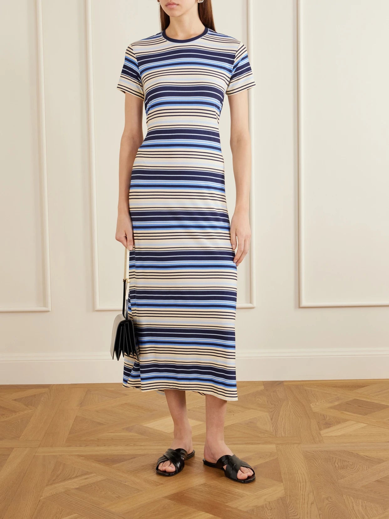 Image of Dresses. Product name - Noelle Striped Jersey Maxi Dress in Blue colour by brand - Proenza Schouler White Label