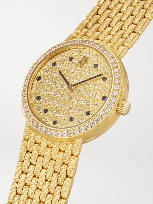 Stephanie Windsor + Audemars Piguet Vintage 1990s Mini Round Dress Hand-wound 18-karat Gold, Diamond And Sapphire Watch (6.5" Wrist)