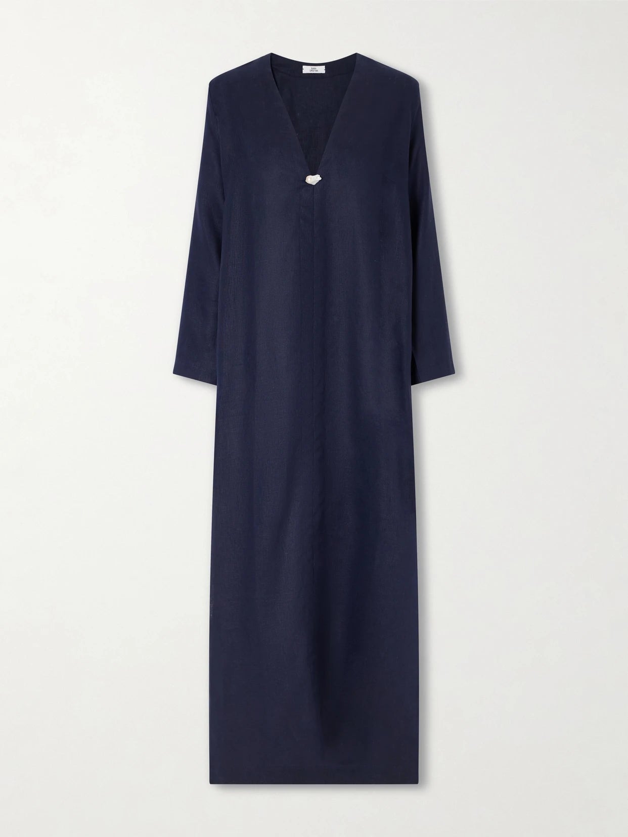 Pearl-embellished Linen Kaftan