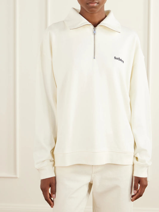 FRAME + Sotheby's Cotton-jersey Half-zip Sweatshirt