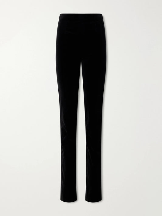 KHAITE Ryden Darted Wool-blend Velvet Straight-leg Pants
