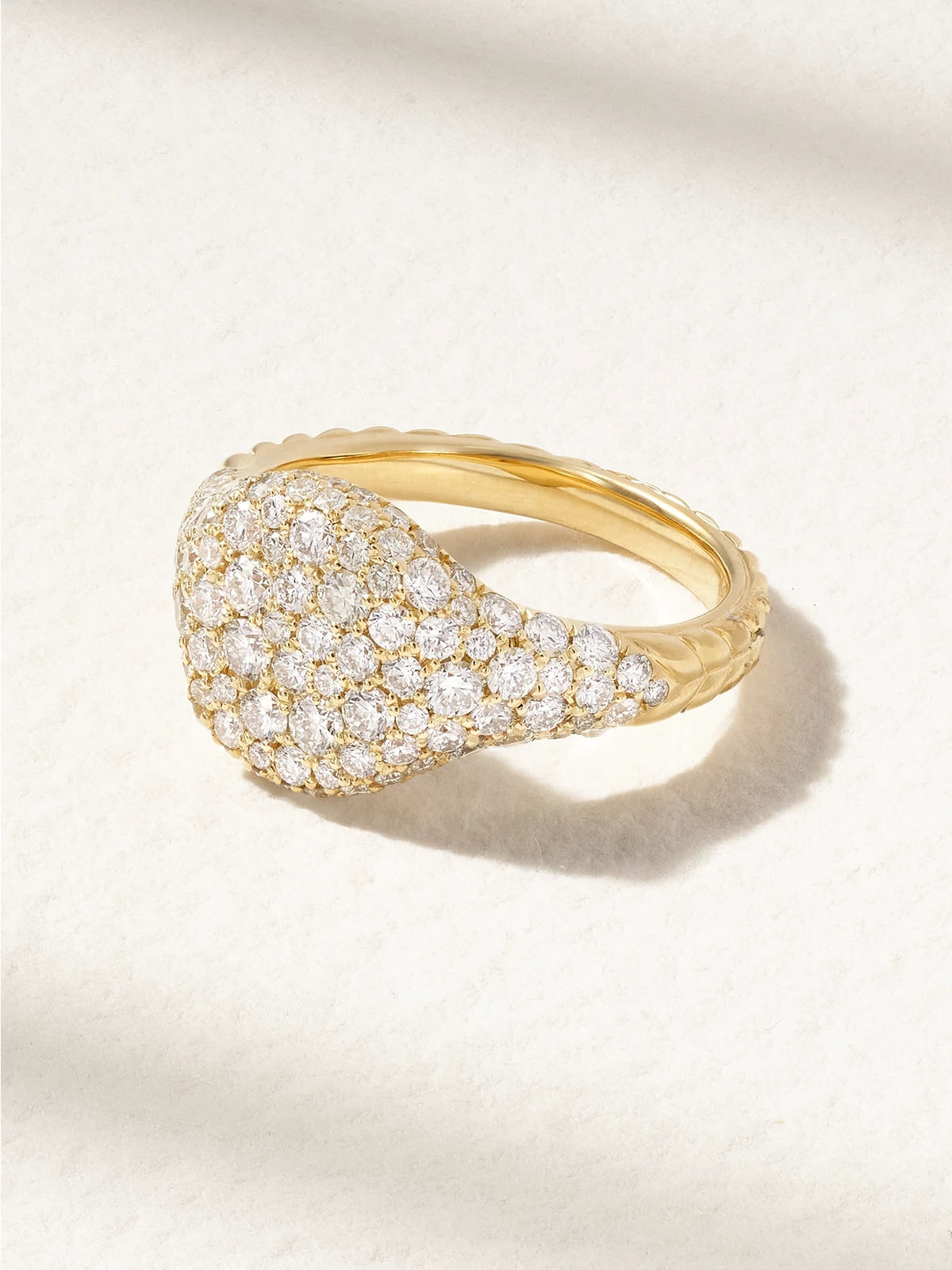 Mini Chevron 18-karat Gold Diamond Pinky Ring