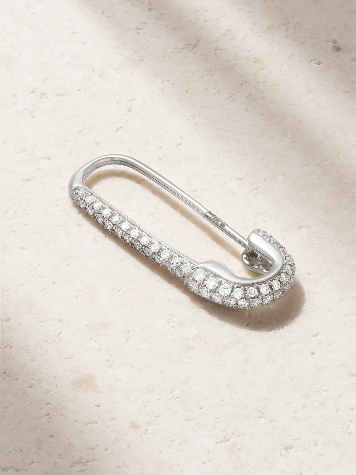 Safety Pin 18-karat White Gold Diamond Single Earring