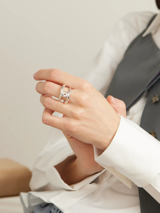 Image of Rings. Product name - The Agnes Silver Ring in Multi colour by brand - LIÉ STUDIO