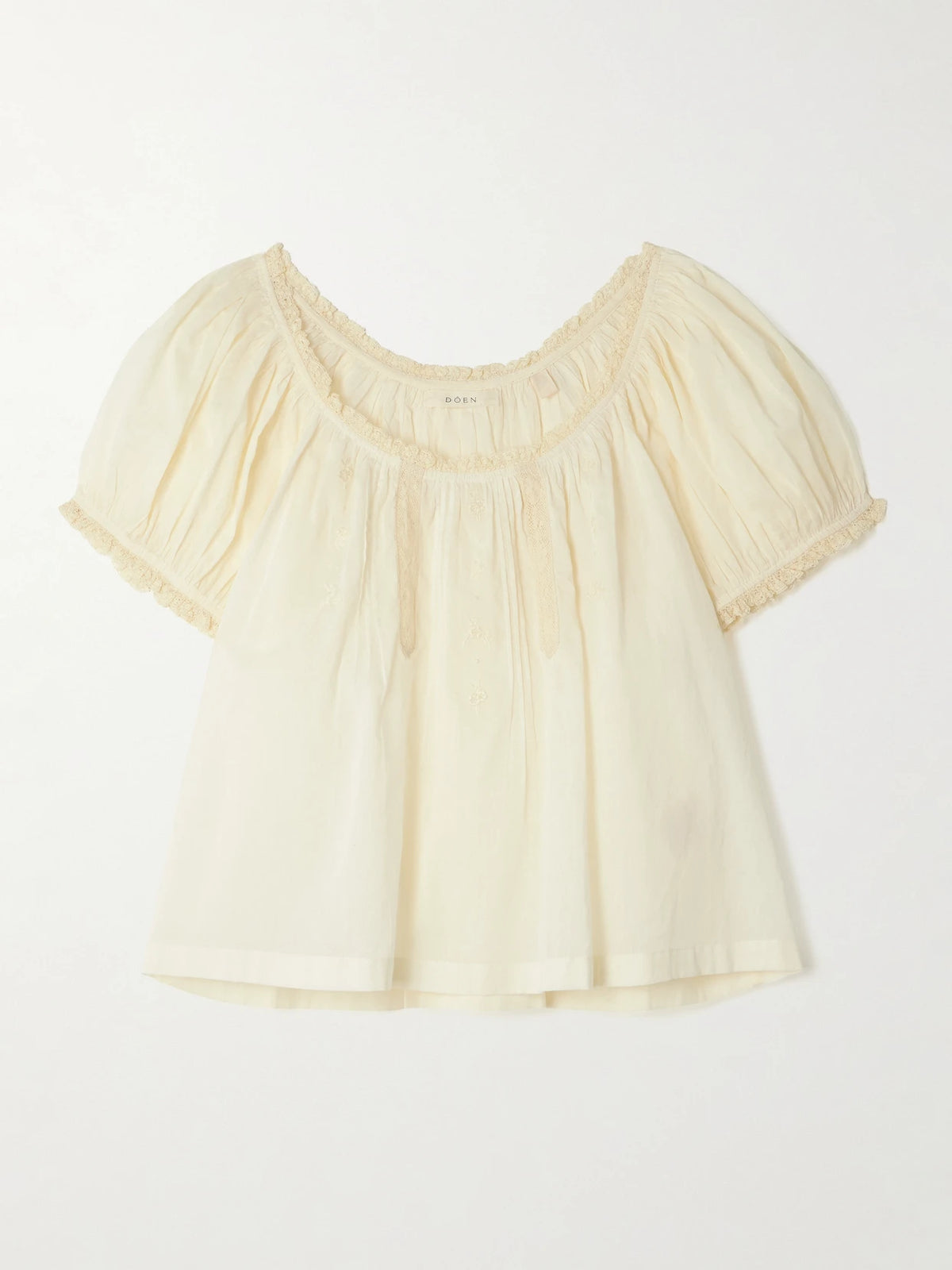 Frederica Lace-trimmed Organic Cotton-voile Blouse