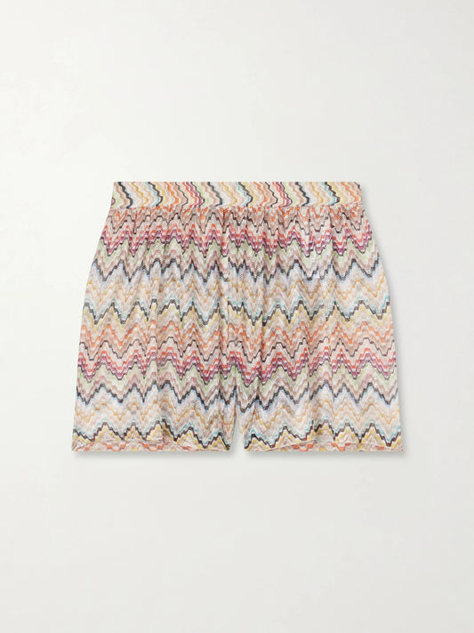 Striped Crochet-knit Shorts