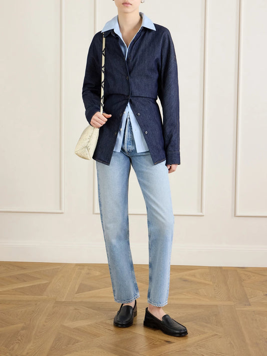 Image of Jeans. Product name - '90s Pinch Waist High-rise Straight-leg Jeans in Light denim colour by brand - AGOLDE