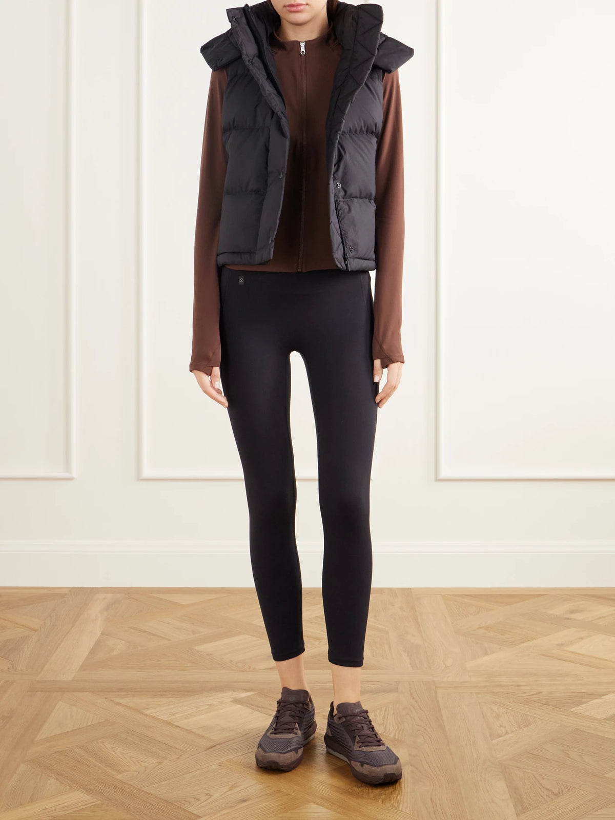 Image of Coats & Jackets. Product name - Cropped Stretch-jersey Jacket in Dark brown colour by brand - Varley