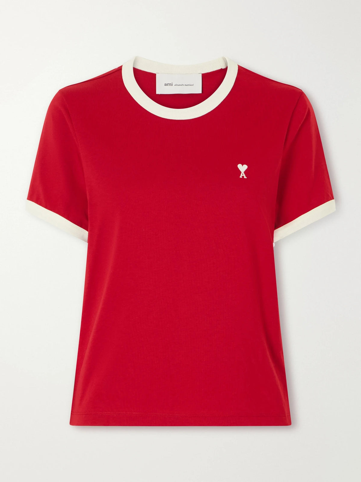 AMI PARIS Logo-embroidered Cotton-jersey T-shirt