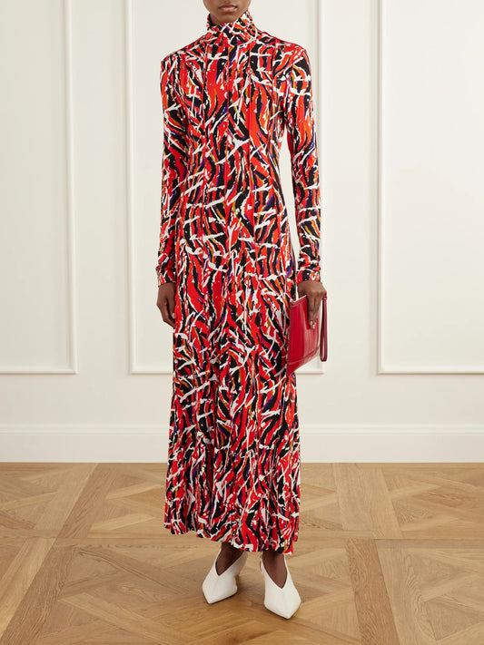 Image of Dresses. Product name - Mabel Printed Jersey Maxi Dress in Red colour by brand - Proenza Schouler White Label