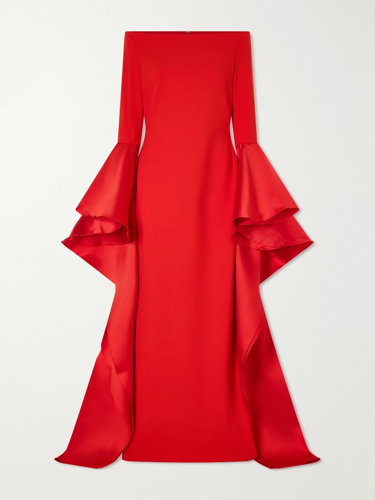 Astria Draped Satin-trimmed Crepe Gown
