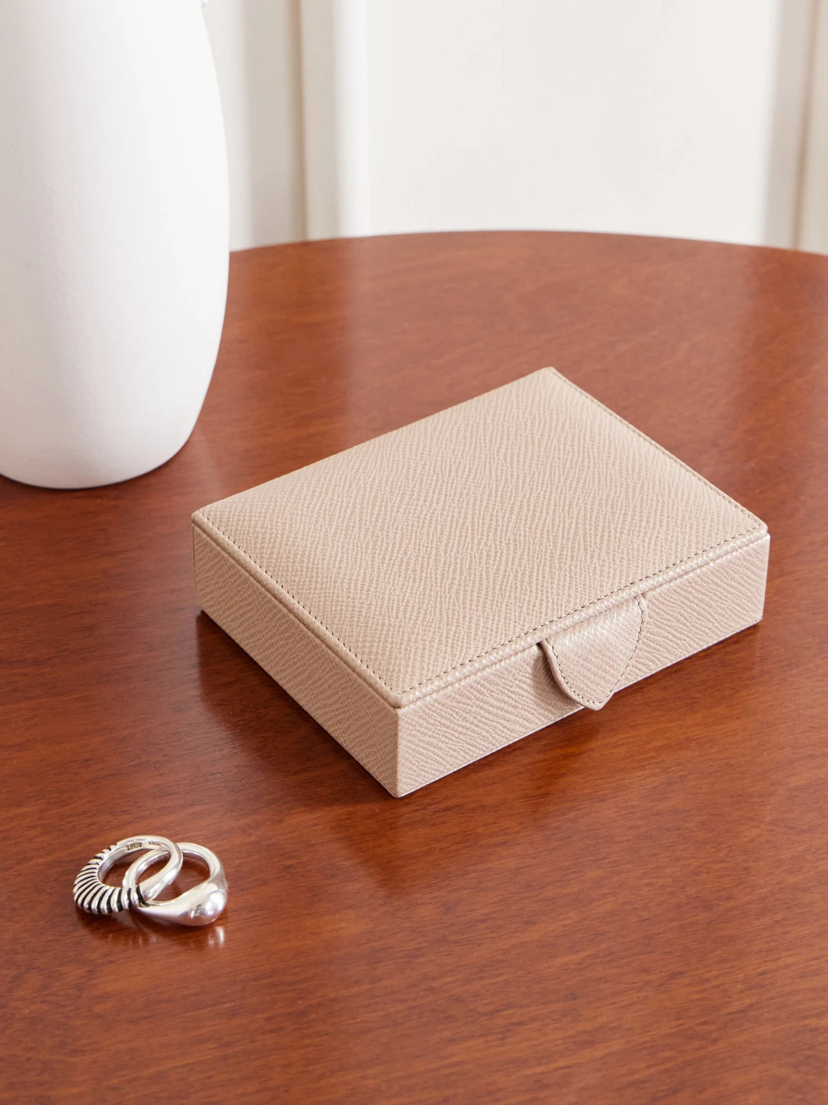 Image of Decor. Product name - Panama Textured-leather Jewelry Box in Sand colour by brand - Smythson