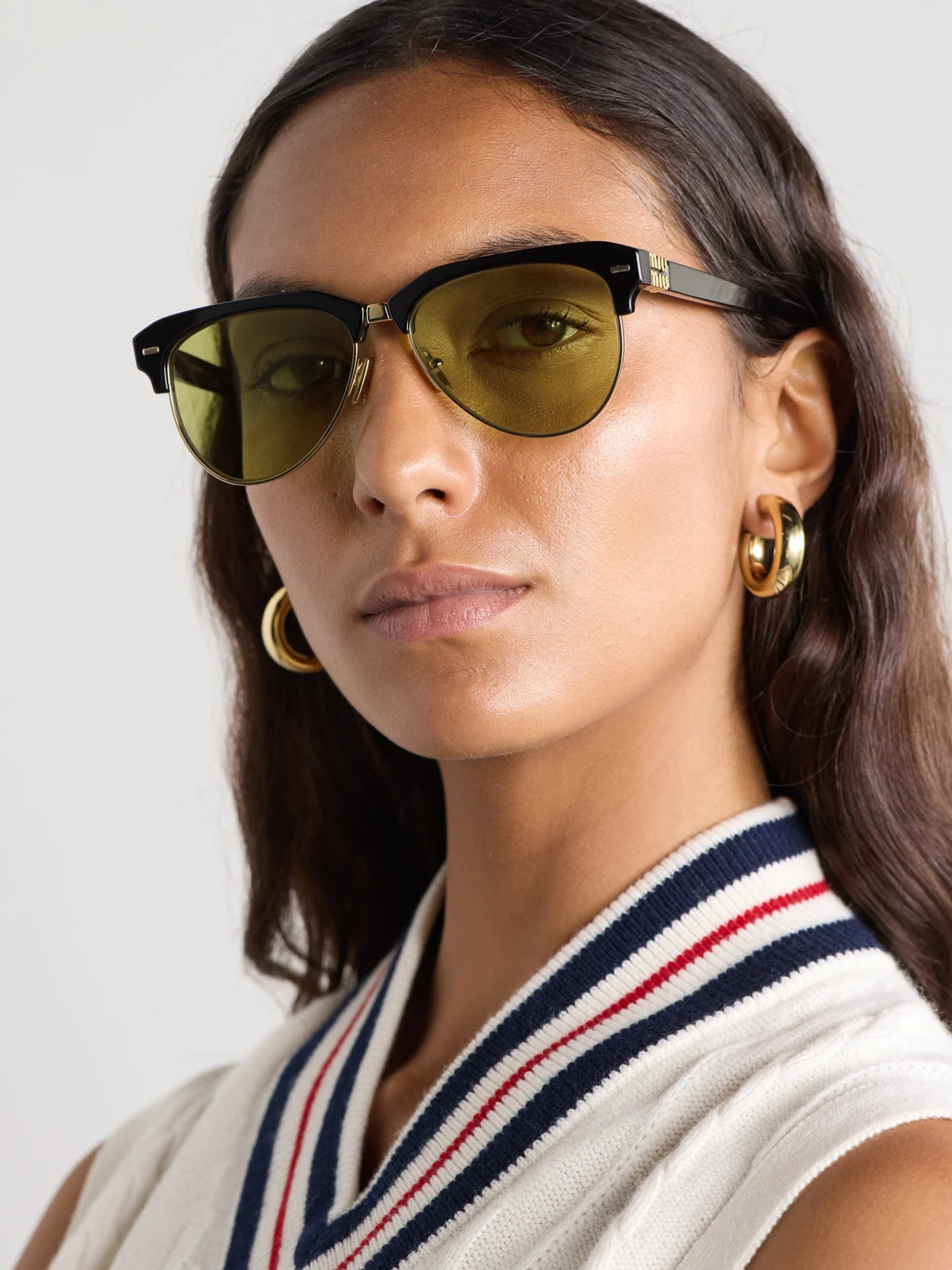 Image of Sunglasses. Product name - Aviator-style Acetate And Gold-tone Sunglasses in Black colour by brand - Miu Miu Eyewear