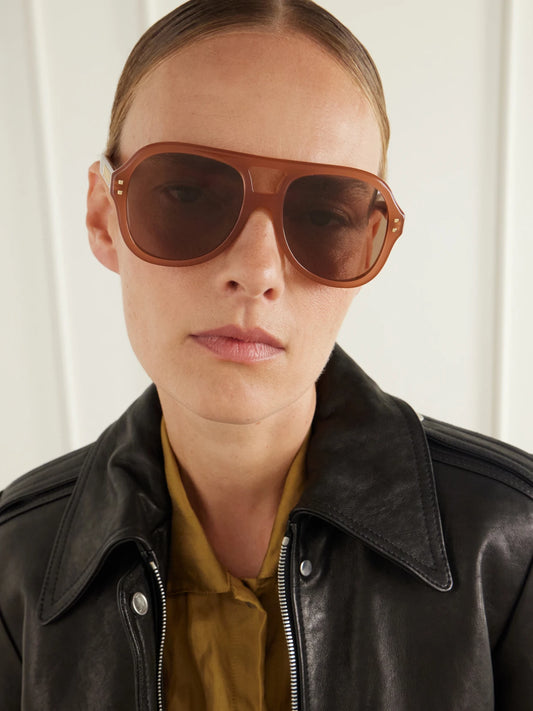 Image of Sunglasses. Product name - Five Sisters Aviator-style Acetate Sunglasses in Brown colour by brand - FENDI EYEWEAR