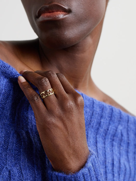 Image of Rings. Product name - Starry 18-karat Gold Diamond Ring in Multi colour by brand - L'Atelier Nawbar