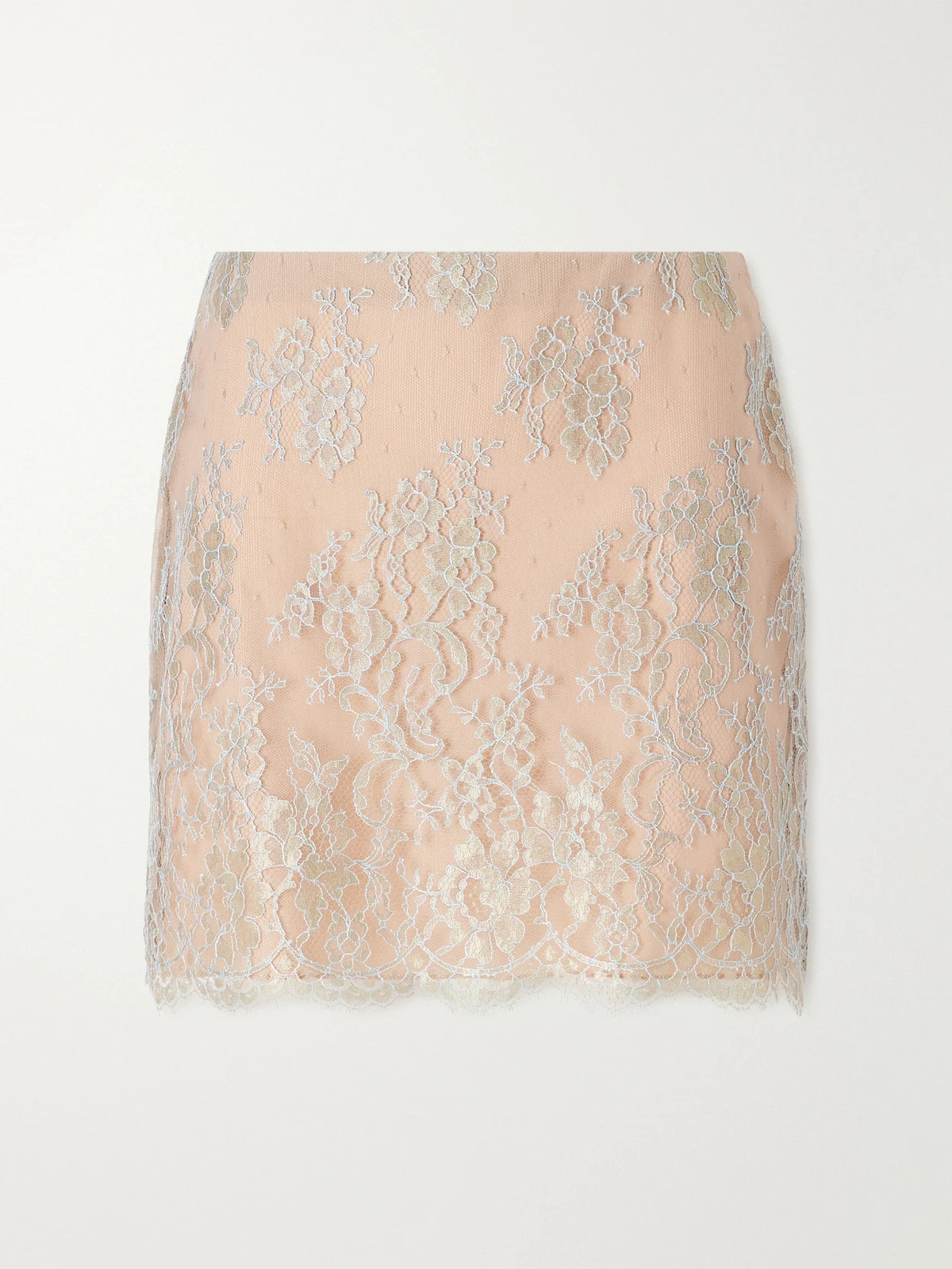Valentino Garavani Metallic Lace-trimmed Satin Mini Skirt