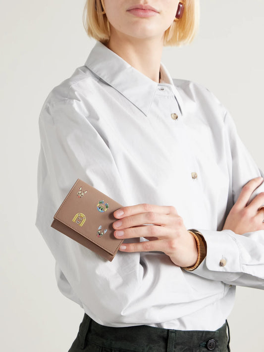 Image of Wallets & Money Clips. Product name - + Louis Wain Cats Printed Leather Wallet in Sand colour by brand - LOEWE