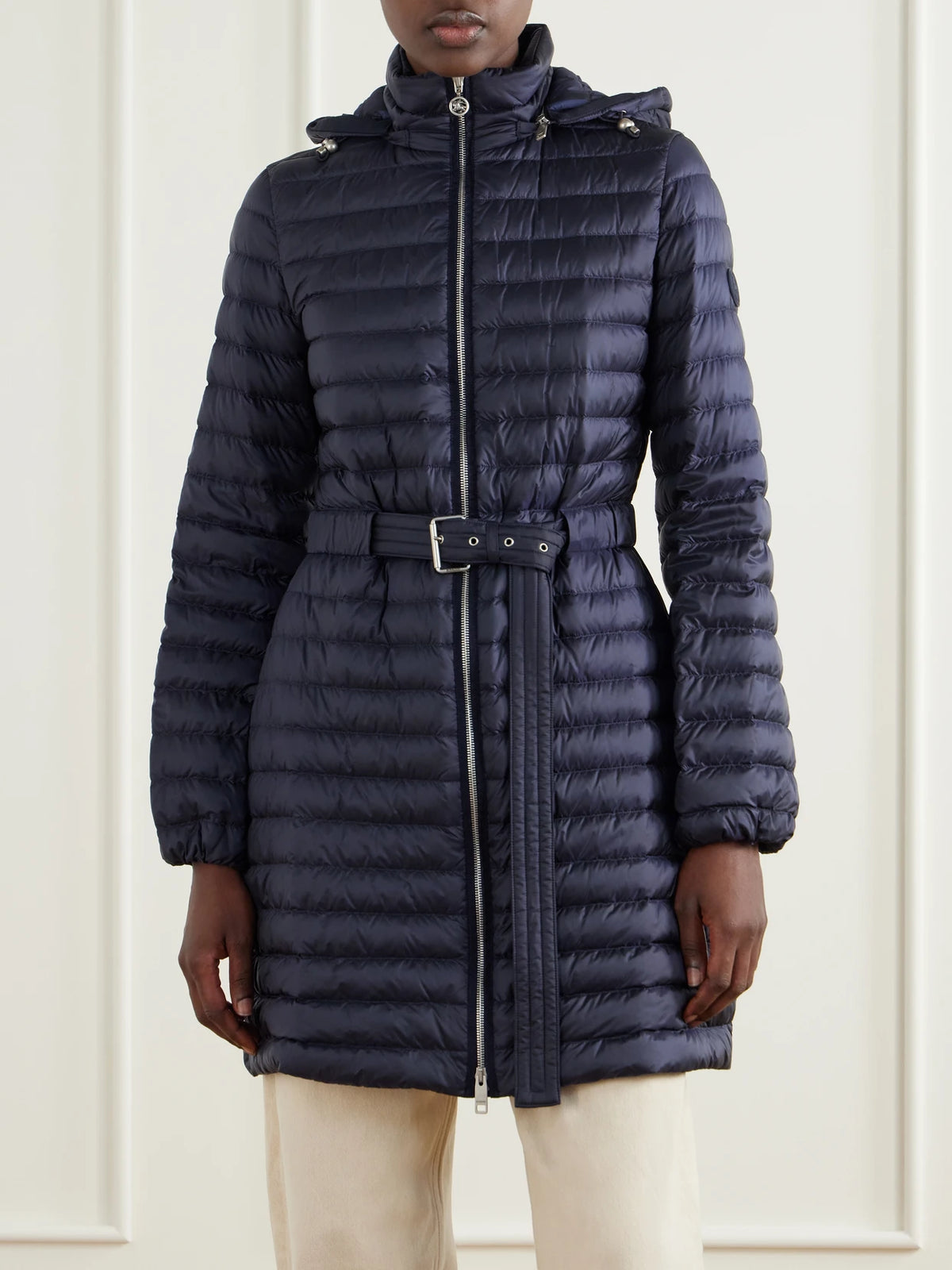 Burberry Hooded Belted Quilted Shell Coat