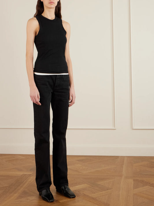 Image of Flats. Product name - Classic Square Leather Loafers in Black colour by brand - CHRISTEN
