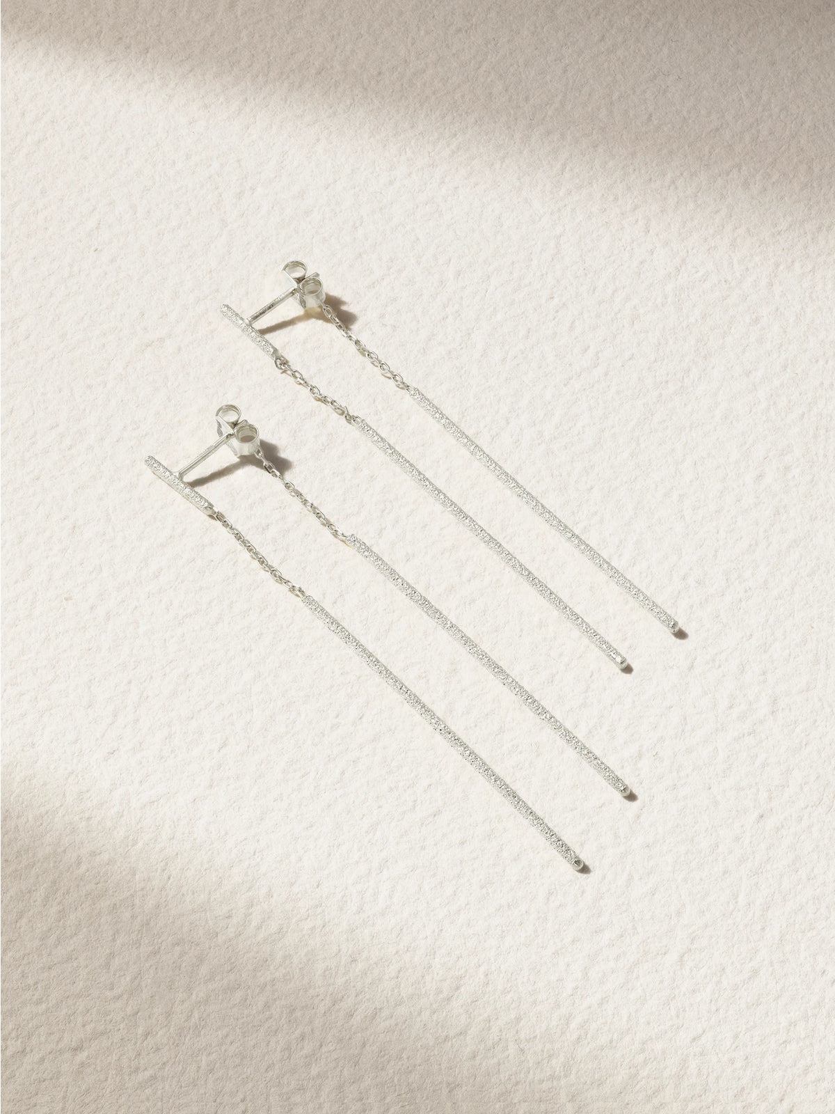 Florentine Finish Double Magic Wand 18-karat White Gold Earrings