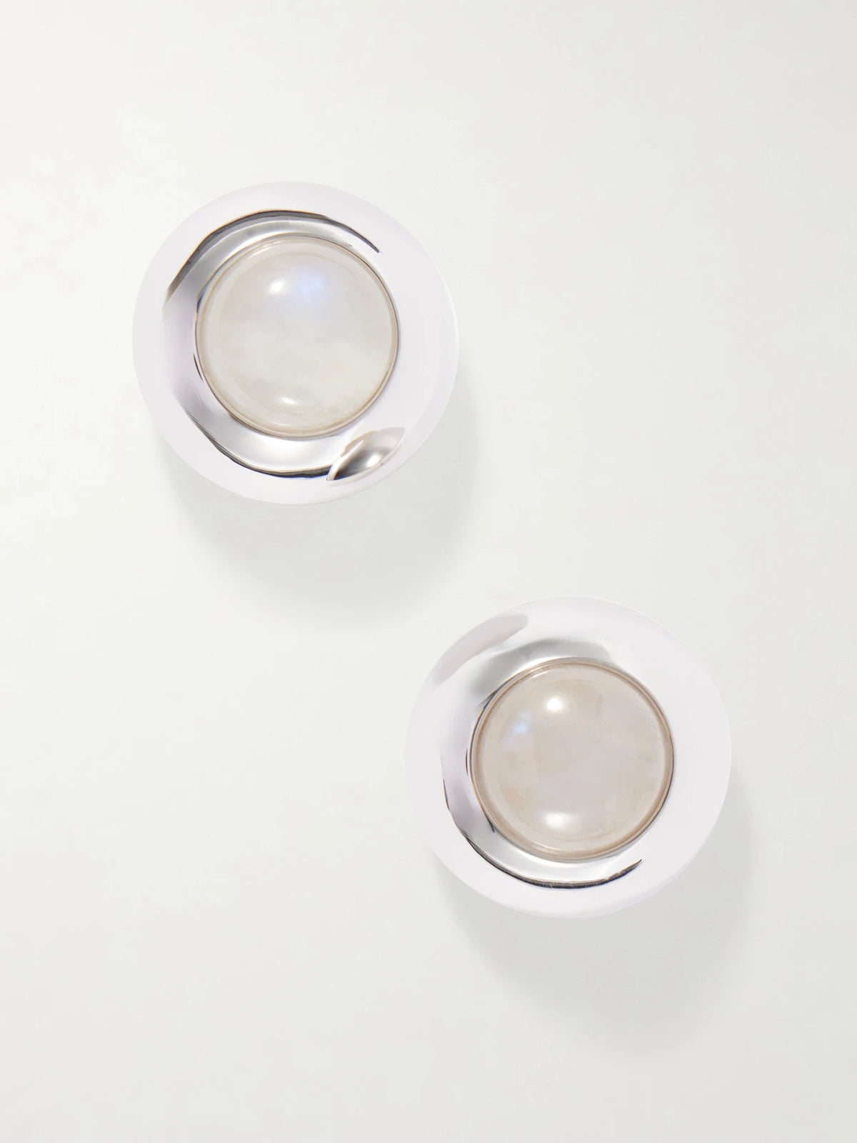 Bombé Rhodium-plated Moonstone Earrings