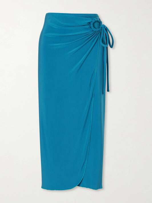 Beachwear Gathered Jersey Wrap-effect Maxi Skirt